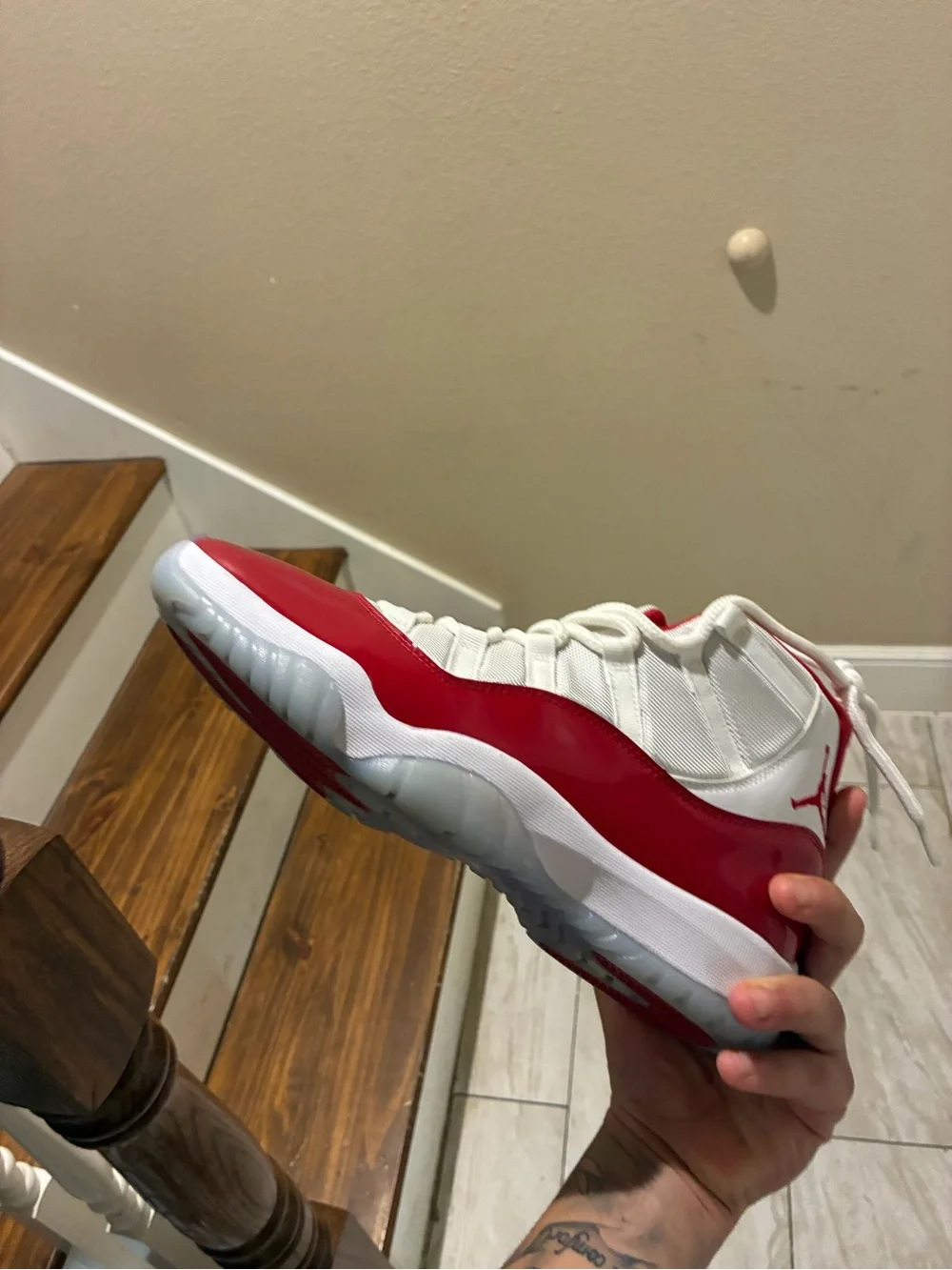 Jordan Men’s Sneakers in Red, White, and Gray